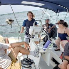 Tom's New England Memorial: Tanner at helm