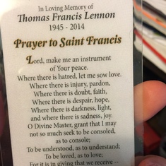 His prayer card. He was raised Catholic and converted to Assemblies of God. 