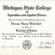 1947 - MSC Eng Degree w High Honors