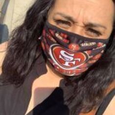 Anna sporting 49ers Mask