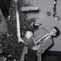 Tom and Mark, Christmas 1956, G&G FItzpatricks' home