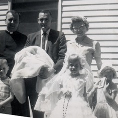 Kevin's baptism and Peggy's First Communion, June 1960, Cambridge, MN