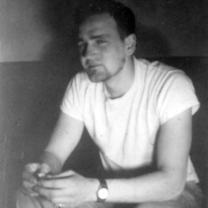 Tom with lettered beard, 1960