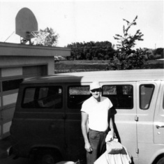 Tom heading off to work at his farm at Cleve Van Dyke's, August 1967
