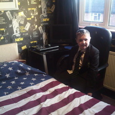 Tom loved America so i did his bedroom American .he loved it