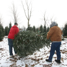 Joshua and his Papa carrying out the tree for Xmas, 2010.  Time for everyone to go to Park's Blueberries for a treat!