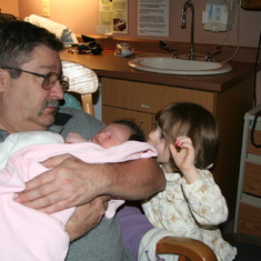 Papa, Gabby and Charlotte, about 5 hours old :)