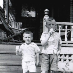 July, 1955 - not yet 4 years old. Pictured with his brother, Tim.