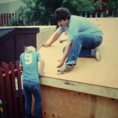 A favourite shot . . . Allan & Tom and the new shed at our first home on Vanier Drive.