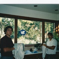 Look how young you both are, Joe!  King Street house . . . tea cups.  It had to be the baby shower for Shiela before Justin was born.  Just like you both to volunteer for clean-up.  Cut from the same cloth in so many ways.