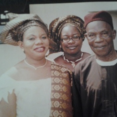Pa Engr (Chief) T A Ukoha with Ndidi and Chinyere during Uchenna's wedding