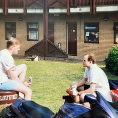 Chillin’ at the dormitory courtyard on a nice sunny day in England at RAF Alconbury