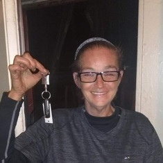 Tricia and her VW keys Tim bought her a car 