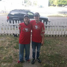 Timothy and his youngest son Brandon going to the 49ers game 