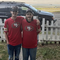 Timothy and his youngest son Brandon going to the 49ers game 