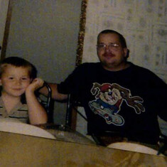 Toby when he was about 4 yrs old with his uncle Jonah... He always wore that beautiful smile...
