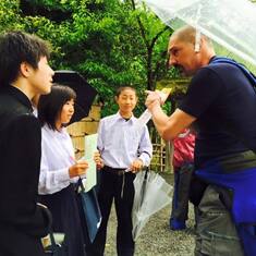 Talking to Japanese kids, Kyoto, Japan 2015