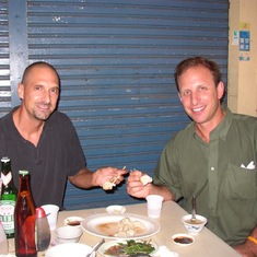 Todd & Yianni at Todd’s favorite dumpling stand, Kaohsiung