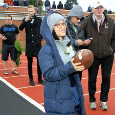 Victoria with game ball.