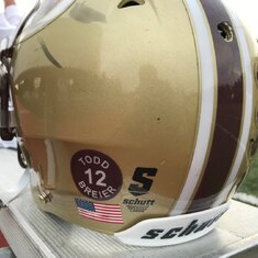 Helmet decal honoring Todd at Saturday's game.