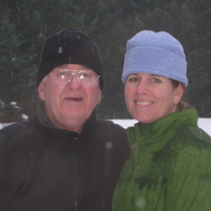 Dad & Michelle: What a great day out, sledding and snowball fights with the whole group.