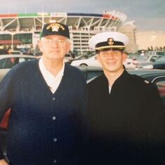 Navy Game: Nick with Joe, his great nephew, the Naval Cadet.