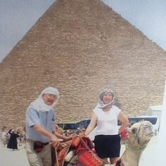 As a tourist, never get on the camel in Egypt.  The camel driver wants more money to make the camel lie down so you can get off.  Smart Nick knew this trick, and we stayed on the ground.