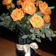 Yellow roses in cowboy boots!