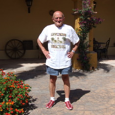 Tom in the Garden of Neil and Tracy's Villa in Coín, Spain.  He loved his time there and went sometimes 3 times a year if the flights were cheap.