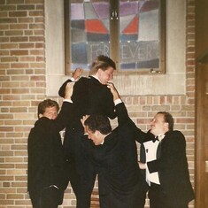 Pat, Rick and Tom with Todd at his wedding.