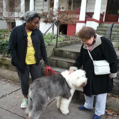 Visiting with our friend Monica and her dog Nonc, 2015