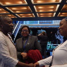 L-R Ms Sandra Pepera NDI Director Gender,Women and Democracy Barrister Oby - Barrister Sharon Ikeazor Excecutive Secretary of PTAD  at NDI Not the Cost Global Call to Action Launch @CSW 60 in New York
