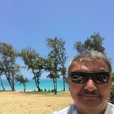 Tony at our favorite Oahu swimming beach, Waimanalo.