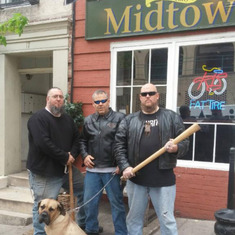 The boys protecting the restaurant