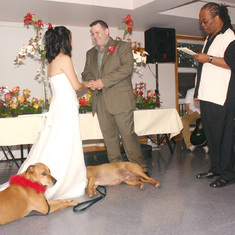 Ginger and Farley serving as Best "bitch" and Best Dog