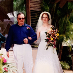 Dad walking me down the aisle to the beach on my wedding day!
