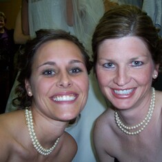 Tori's wedding showing off their pearly smiles!