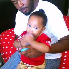 Tranie with his son