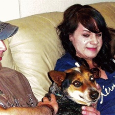 Visiting while on leave 2011. That dog had never jumped up in anyones lap before. Jazzy went right to Travis and into his lap.
