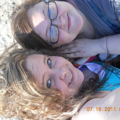 Tressa and Karissa at beach in Cali