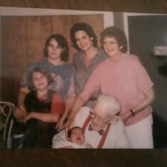 5 generations - Melissa, Dawn, Tricia, Grandma and Grandpop Shamblen