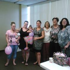 Melissa's baby shower with Karley, Dawn, Manuela, Melissa, Grandma, Tricia & Sue