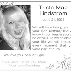 Trista's Birthday Memorial From the Yellow Springs News