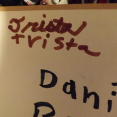 Trista and Dani's little girl writing