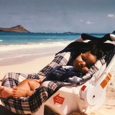 Taking a beach nap on the Oahu East Coast