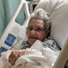 Trudy looking as cute as a button in the hospital while recovering from pneumonia in December, 2019