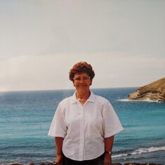 Trudy in Oahu, Hawaii, Summer 1990. She said the trip was one of the highlights of her life!