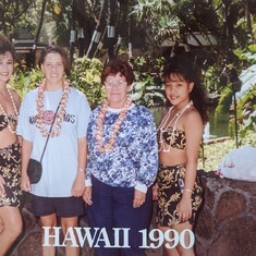 Trudy with her granddaughter Marcy in Oahu, Hawaii 1990