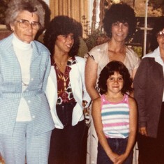 Trudy looking groovy with mother-in-law Pearl, granddaughters Denise & Marcy, and daughter Evelyn; Martinez, CA 1979