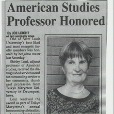 Tuck won the distinguished service award from her alma mater, Marycrest College.